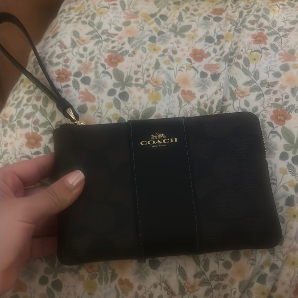 Coach Black Signature Wristlet